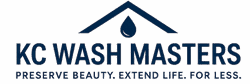 KC Wash Masters logo with house roofline and water drop - exterior cleaning company in Kansas City Metro